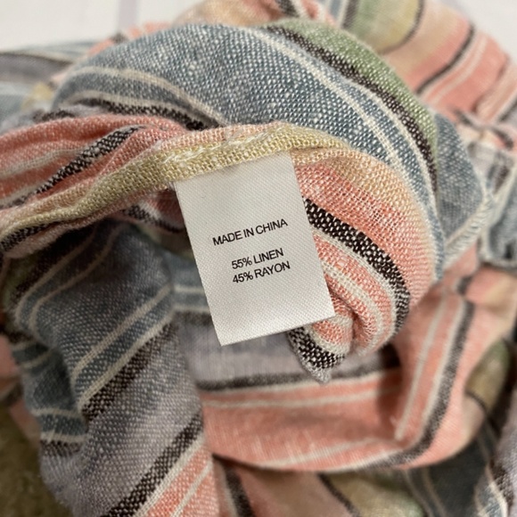 DREW Striped Tulip Leg Strapless Jumpsuit Linen Blend Pastel Rainbow Size Small - Picture 5 of 10